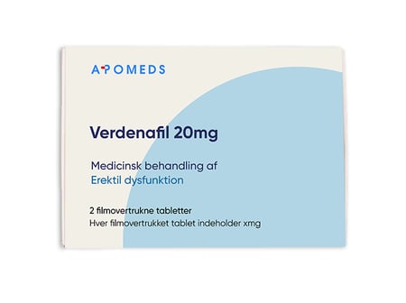 Pakke med Vardenafil 20 mg 2 filmovertrukne tabletter